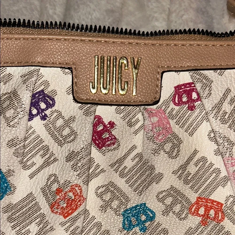 Juicy Couture Beige Multicolor Logo Wristlet